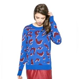 Trussardi Jeans Blue Abstract Print Cashmere Blend Sweater